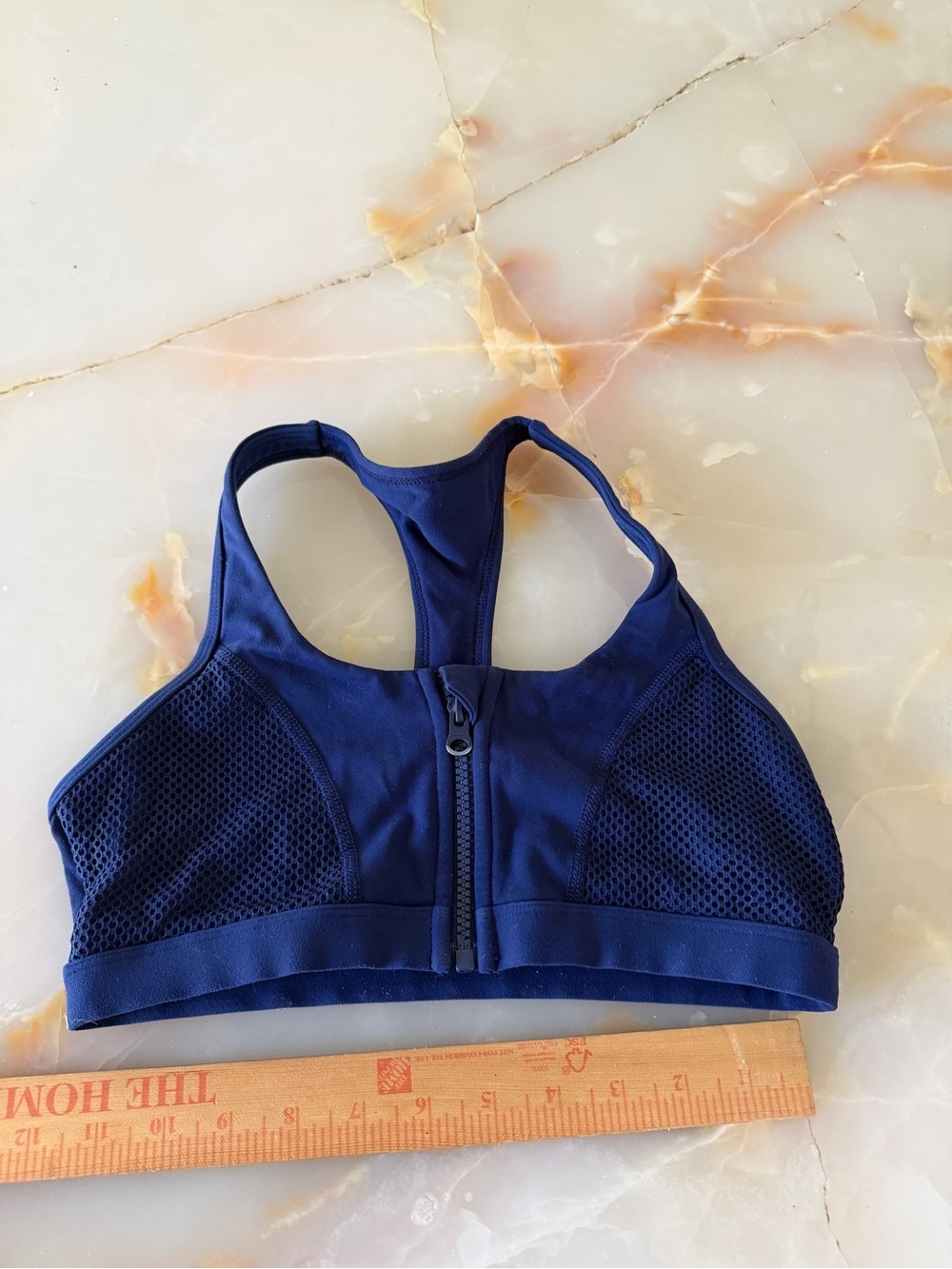 Lorna Jane Navy Blue Front-Zip Racerback Sports Bra